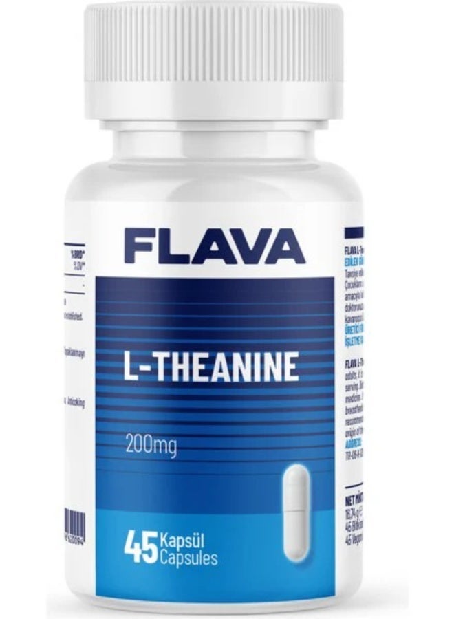 FlavaNaturals FLAVA L-Theanine 200mg Brain Function Support, Enhance Focus & Relaxation, 45 Capsules - Image 1